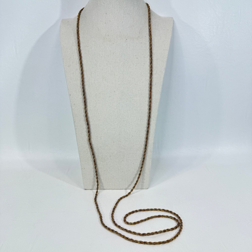 Napier Vintage Rope Chain Necklace Long Twisted Strand Gold Tone‎ Jewelry